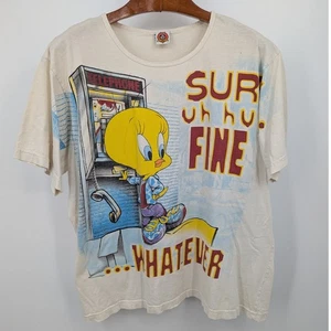 Vintage 90s Looney Tunes Tweety Graphic Tee 22W/24W Made in USA Cartoon Shirt - Picture 1 of 11