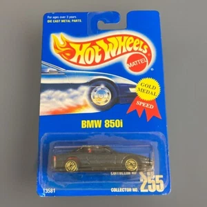 Hot Wheels BMW 850i Blue w/ Gold UHs 1991 Blue Card Collector # 255 Gold Medal - Picture 1 of 2