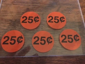 Calcomanías de precio originales de máquina expendedora de 25 centavos etiqueta 0,25 cuantía 5 - Imagen 1 de 4