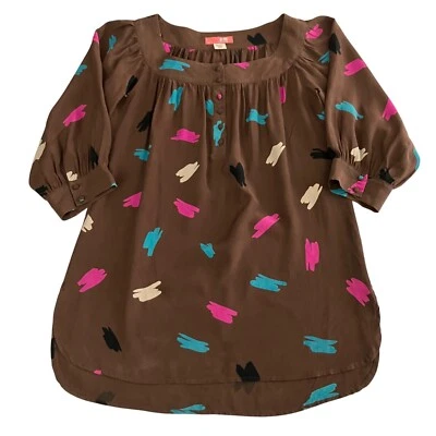 Urban Outfitters Lux Womens 100% Silk Tunic Size S Twee Peasant Boho Grunge 80s - Image 1 of 4