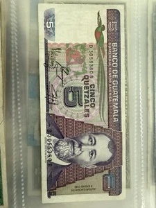 Guatemala 5 Quetzales 1985 Banknote Rare Monzon Signature Banco de Guatemala VF - Picture 1 of 3