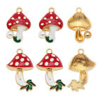 12PCS Colorful Enamel Mushroom Charm Fungus Pendant Necklace Earrings DIY Making