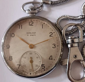 RARE MOLNIJA SERKISOF ~15J VINTAGE RUSSIAN USSR SOVIET POCKET WATCH - Picture 1 of 3