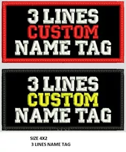 3-LINES CUSTOM EMBROIDERED NAME TAG, FAST SHIPPING, USA SELLER - Picture 1 of 5