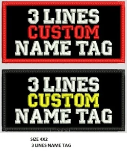 3-LINES CUSTOM EMBROIDERED NAME TAG, FAST SHIPPING, USA SELLER - Picture 1 of 10