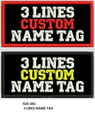 3-LINES CUSTOM EMBROIDERED NAME TAG, FAST SHIPPING, USA SELLER - Image 1 of 4