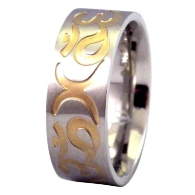 Anillo Ohm Oro Acero Inoxidable Espiritual Aum Anillo 8mm Hombre Mujer Tallas 7.5-13 Foto 1 de 3