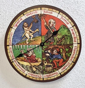 Mittelalter Jahreszeiten Wanduhr Uhr 30 cm Monate Motiv von 1450 Uhr 10 - Bild 1 von 1