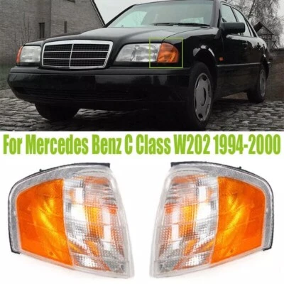 Pair For Mercedes Benz C Class W202 1994-2000 Turn Signal Corner Light Headlight - Image 1 of 4