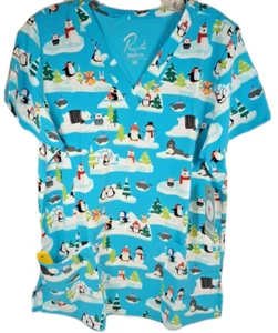 Penguin maevn Women Princess Seams Scrub Top V-Neck Medium  New - Picture 1 of 12