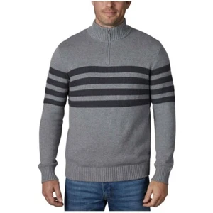 Tahari Mens Quarter Zip Pullover Striped Mock Neck Sweater, - Picture 1 of 4