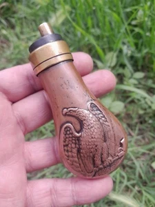 VTG MINI 10cm/4" COPPER COLT PISTOL CIVIL WAR AMERICAN EAGLE POCKET POWDER FLASK - Picture 1 of 8