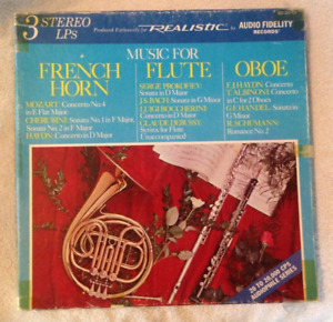Music For French Horn Flute Oboe 3 LP Vinyl Record Albums 1969 Audiophlie Series