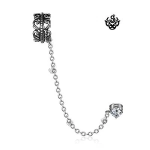 Silver ear cuff stainless steel made with Swarovski crystal stud earring gothic - Picture 1 of 1