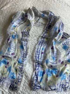 Jones New York Mujer Bufanda Semi Transparente Rectángulo Pastel Azul Verde 52 x 11 Foto 1 de 2