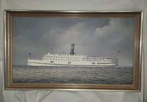 Chesapeake Bay Steamboat Painting " City Of Norfolk " By C. Leslie Oursler 1973  - Picture 1 of 24