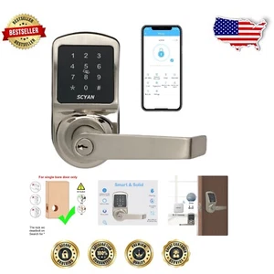 Satin Nickel Smart Door Lock - Keyless Entry with Touchscreen Keypad Control - Picture 1 of 9