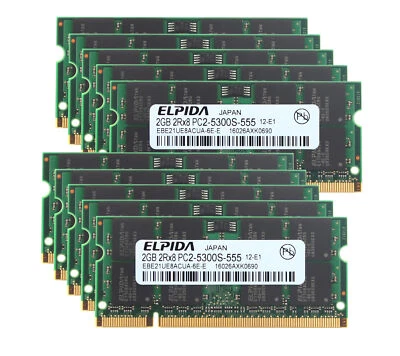 10pcs Elpida 2GB 2RX8 DDR2 667MHz PC2-5300S 200PIN SO-DIMM Laptop Memory RAM H2@ - Image 1 of 4