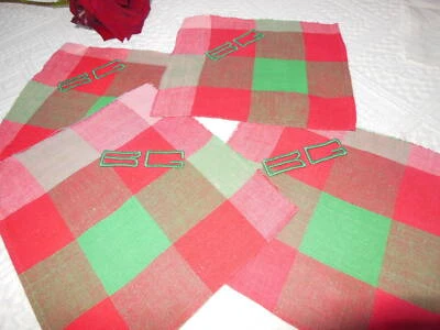 Lot 4 anciens monogramme BG vert création patchwork couture recup  B7 - Photo 1/4