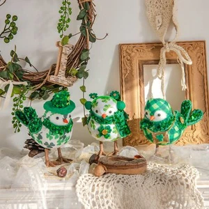 St Patricks Day Decorations,Set of 3 Irish Handmade St.Patrick'S Day Birds - Picture 1 of 6