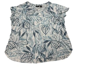 Tahari Mujer’s 2X 100% Lino Top Estampado Hoja Isla Vacaciones Costa Abuela Boho - Imagen 1 de 7