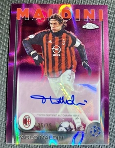 2024/25 Topps Chrome UCC Paolo Maldini Autograph Purple Refractor /75 AC Milan - Picture 1 of 2