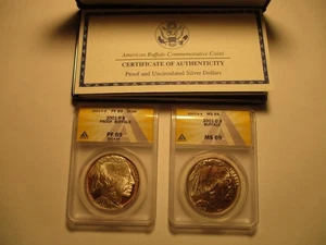 2001-P-D Buffalo $1 PCGS MS69 PR69 DCAM Commemorative Silver Dollar - Picture 1 of 2