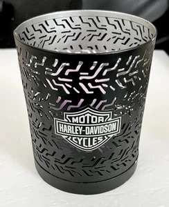 Portavelas de metal con logotipo y barra de banda de rodadura de neumáticos Harley-Davidson negro - Imagen 1 de 5