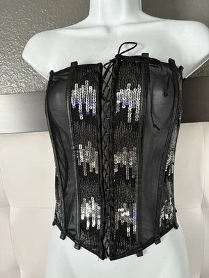 Корсет Frederick's of Hollywood черный на шнуровке с блестками размер 38 - Изображение 1 из 4