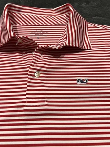 Camisa Polo Vineyard Vines Sankaty Juvenil XL 18 Manga Corta Rojo Blanco Rayas - Imagen 1 de 10