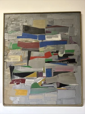 MID CENTURY PAINTING Abstract LARGE MODERNISM VINTAGE EXPRESSIONIST German Oil - Image 1 of 4