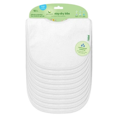 Baberos de bebé Stay-dry (paquete de 10) protección impermeable, gancho y bucle ajustable cl... Foto 1 de 4