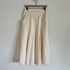 Vintage Liz Claiborne 100 % Wolle V-Passe Taille Midi Maxirock 12 Elfenbein Creme - Bild 1 von 7