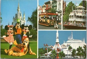 Walt Disney World Orlando 1987 4x6" postal Mickey & Friends/vista múltiple - Imagen 1 de 2