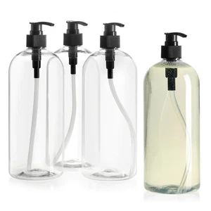34 oz Pump Bottles for Shampoo and Conditioner with Black Pumps, 4 Pack - Picture 1 of 7