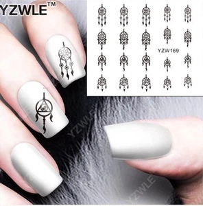 Nagelsticker schwarz Traumfänger Nails Art Wasser Transfer Boohoo Aufkleber YZW169 - Bild 1 von 2