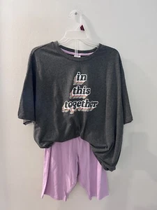 NWT Secret Treasures Pajama Set Sz S Gray In This Together Top & Biker Shorts - Picture 1 of 5