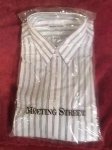 Men's Meeting Street NWT LS Button Down 16.5/33 White Stripe Dress Shirt - Picture 1 of 4