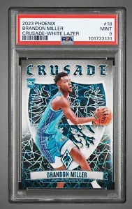 2023-24 Phoenix BRANDON MILLER RC Crusade White Lazer SP/150 Rookie PSA 9 - Foto 1 di 2