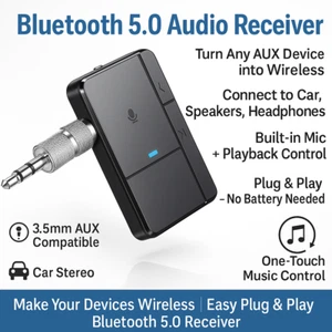 Rezeptor Bluetooth 5.0 für Auto, Casa, Bocinas, PC, Audífonos con AUX 3,5mm - Bild 1 von 10