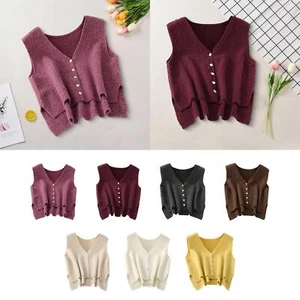 Womens Sweater Vest Fashion Breathable for Ladies Tank Top V Neck Waistcoat - Picture 1 of 39