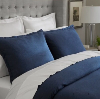 Boll&Branch organic flannel King/Cal duvet set pillowcases  Heathered blue $419 - Image 1 of 4