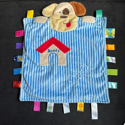Taggies Peek A Boo Buddy Cachorro Perro Bebé Manta Azul Rayas Hueso Seguridad Lovey Foto 1 de 4