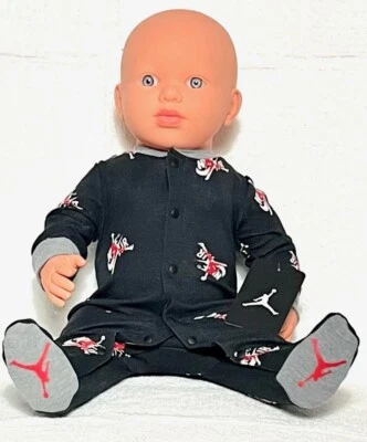 NUEVO AIR JORDAN Bebés Niños y Niñas JUEGO DE REGALO 1 PIEZA: Mono 0-6 Meses Negro y Gris Foto 1 de 4