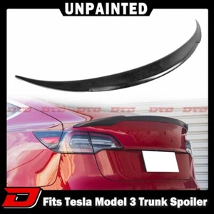 2017+ Fit For Tesla Model 3 Sedan DTO Rear Trunk Boot Spoiler Matte Black ABS - Picture 1 of 6