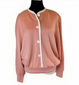 Vintage Jaeger Peach Sweater Jumper L Wool Knit Made In Great Britain Preppy EUC - Picture 1 of 9