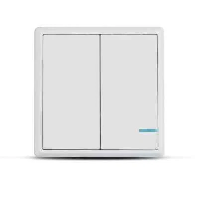 1x Wireless 2 Gang Smart Wall Switch, Dual Button Sensor, LED Light, White, IP54 - Image 1 of 4