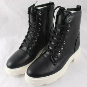 Bamboo Puzzle 01 Womens Side Zipper Platform Combat Boots Size 10 - Picture 1 of 9