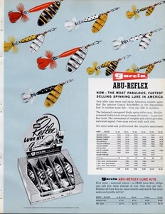 1962 Garcia Abu - Reflex Sting Fishing Lures Man Cave Print AD Flyer - Bild 1 von 2