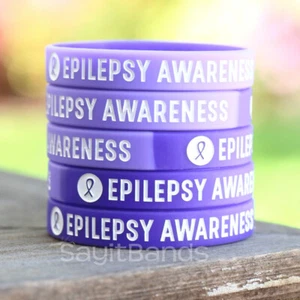 Conjunto de Pulseras de Concienciación sobre Epilepsia - Pulseras de Concienciación de Silicona Grabada - Imagen 1 de 11